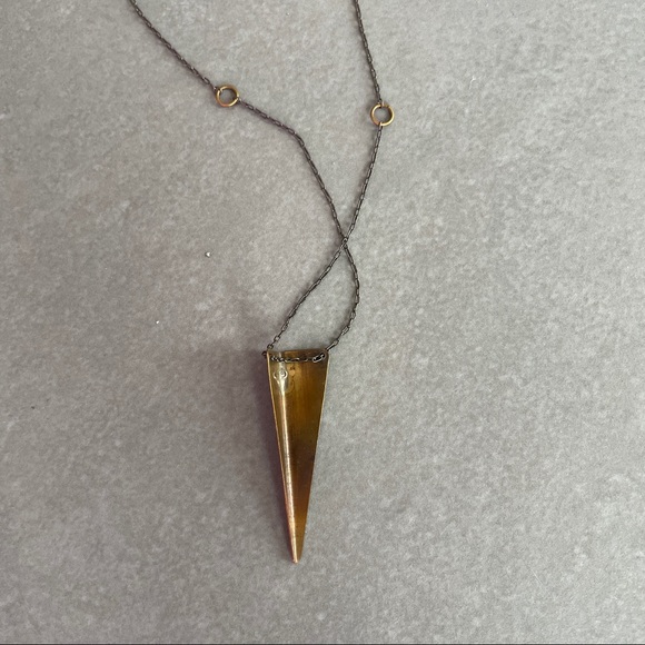 Laura Lombardi Raw Brass Dagger Triangle Necklace - Picture 6 of 12